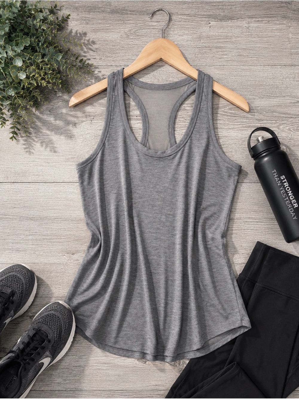 Gray Racerback Workout Tank Top | Flowy Athletic Gym Shirt | Women’s Activewear